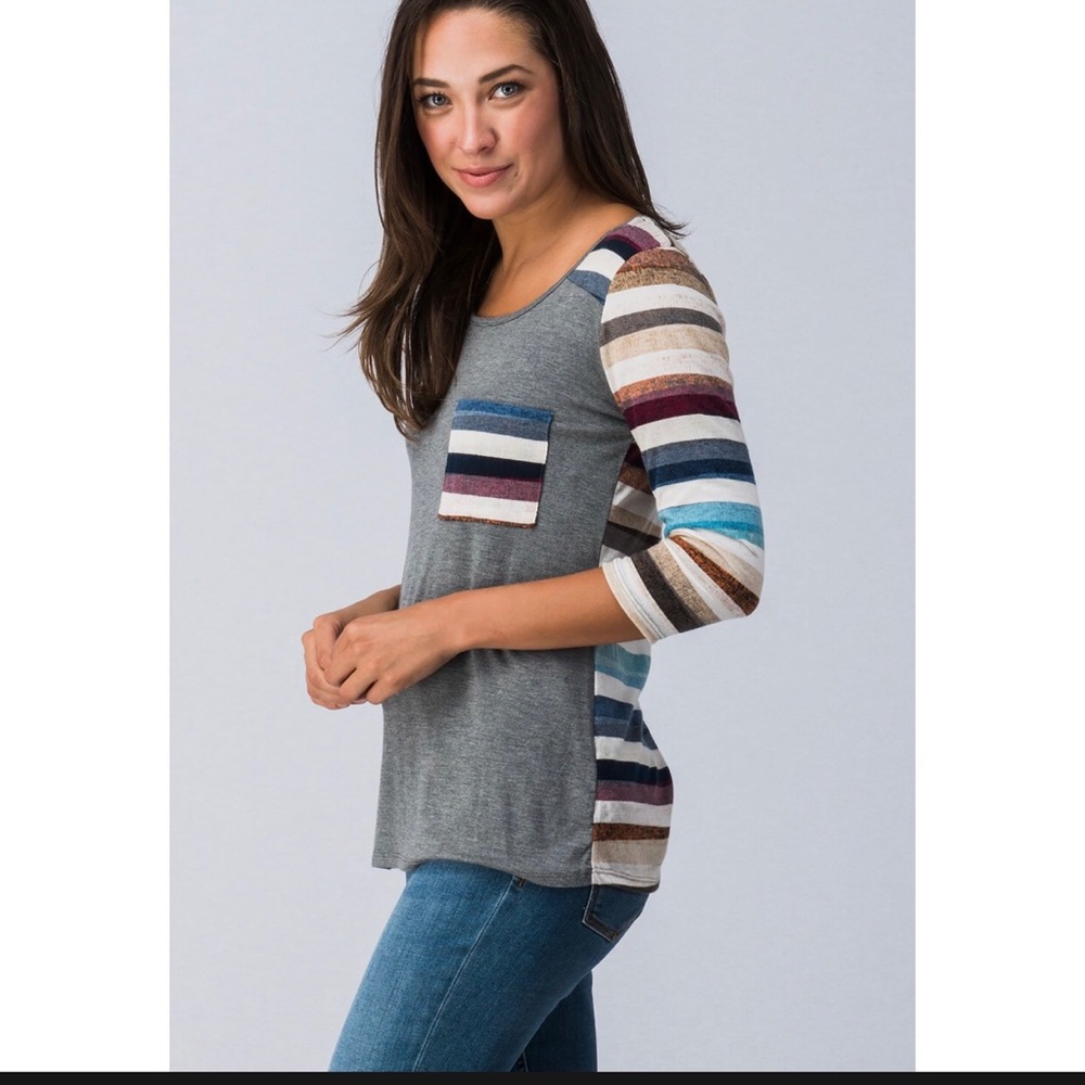 Charcoal Striped Top